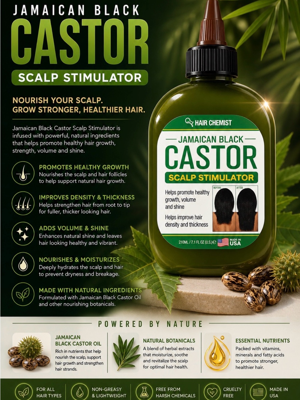 Jamaican Black Castor Scalp Stimulator - Black